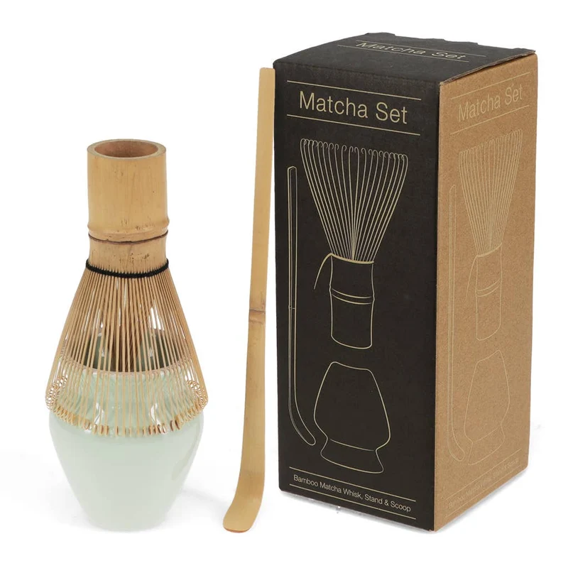 Handgemaakte matcha klopper en standaard set