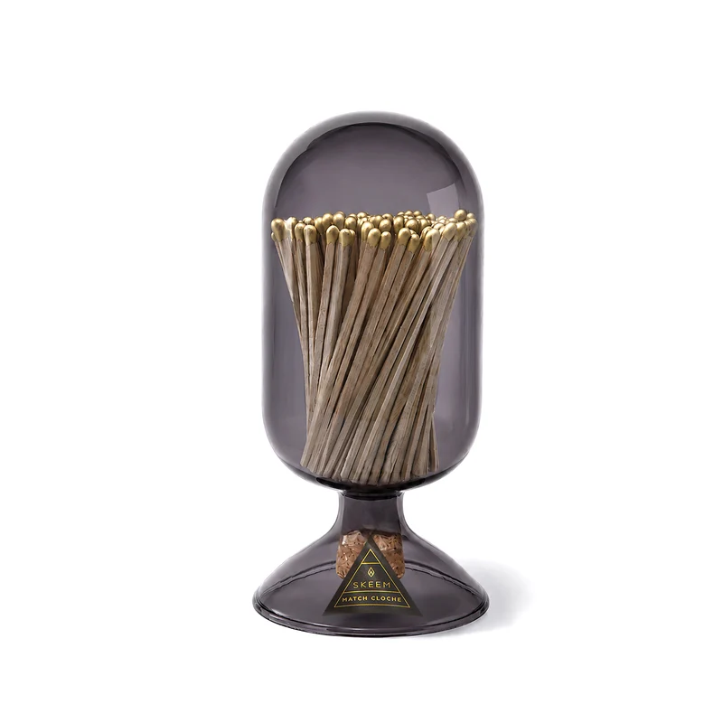 Obsidian Match Cloche with Gold-Tipped Matches