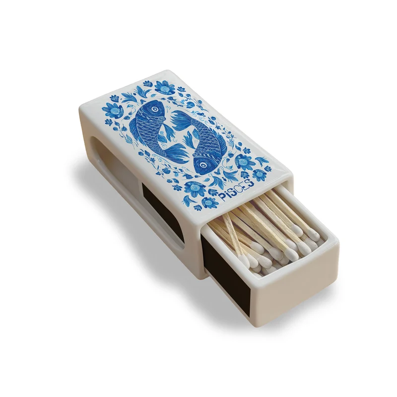Pisces Zodiac Ceramic Matchbox