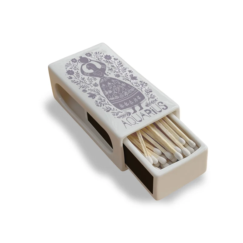 Aquarius Zodiac Ceramic Matchbox