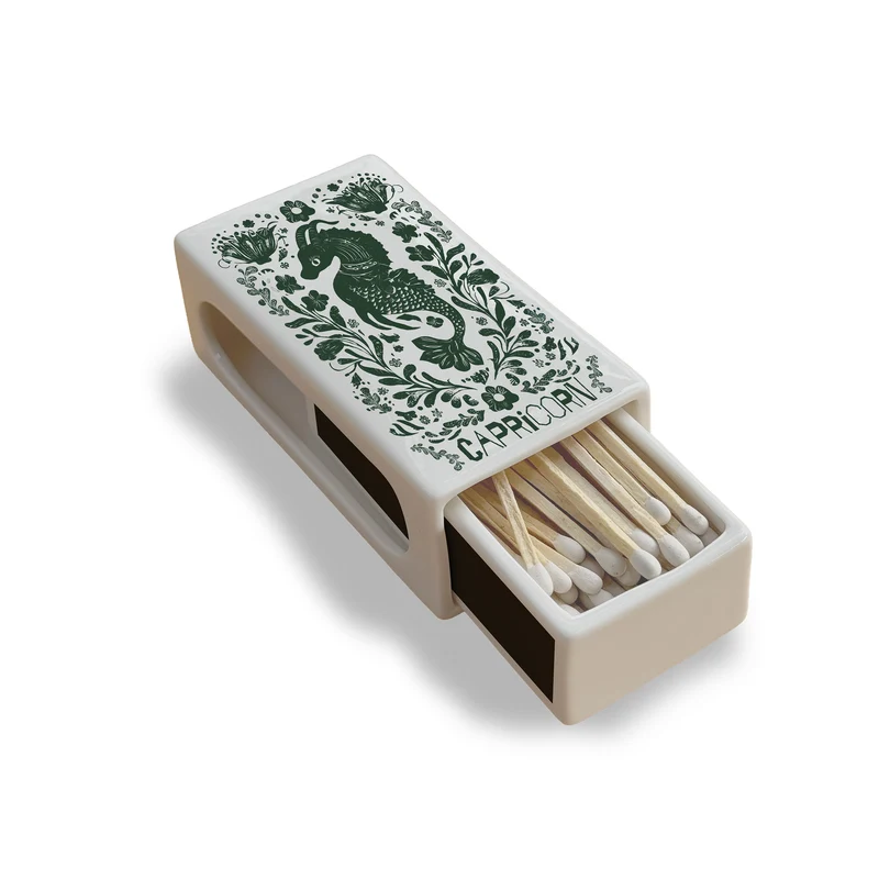 Capricorn Zodiac Ceramic Matchbox
