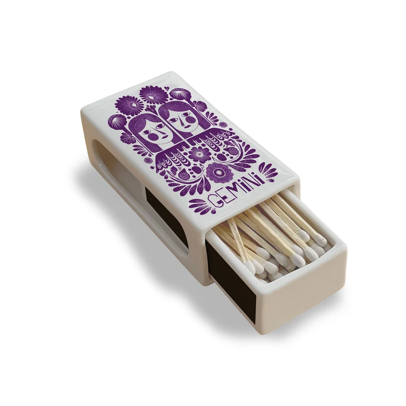 Gemini Zodiac Ceramic Matchbox