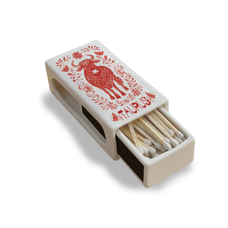 Taurus Zodiac Ceramic Matchbox