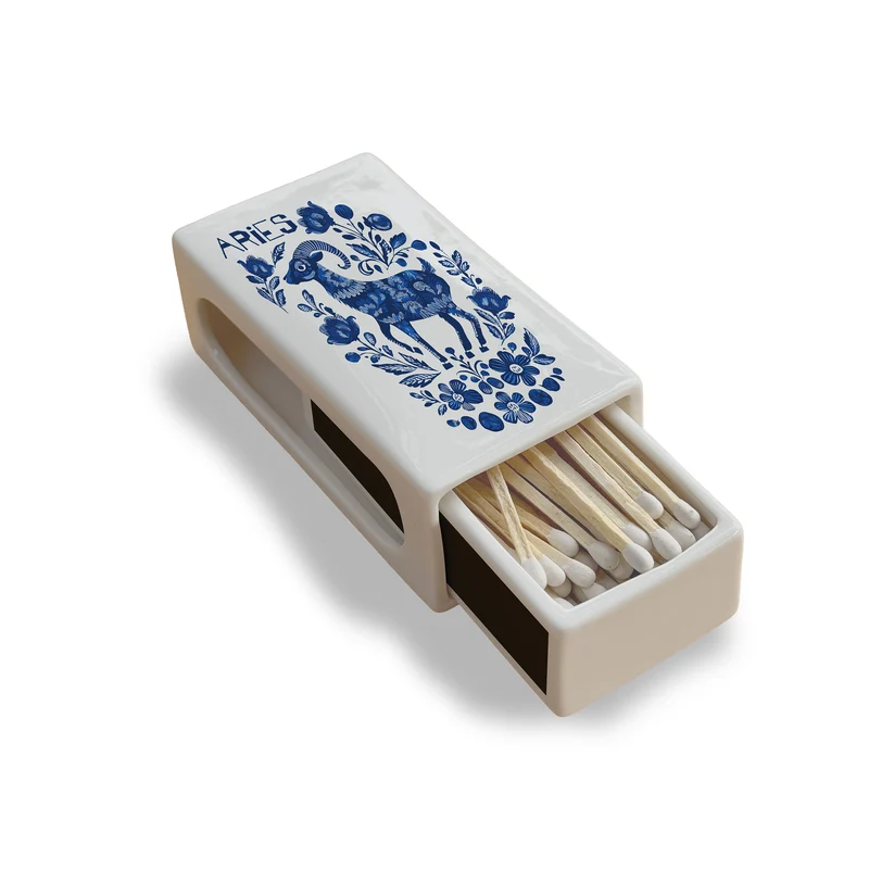 Aries Zodiac Ceramic Matchbox