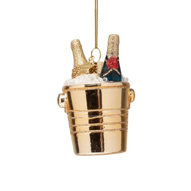 Kerstornament - Vondels Champagne in Gouden Koeler