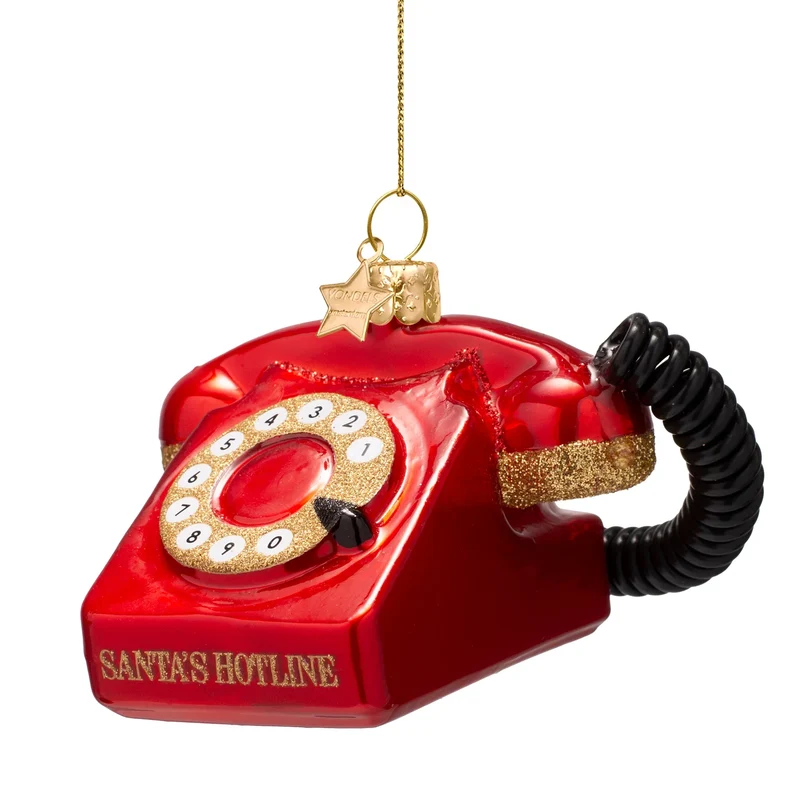 Kerstornament - Vondels Vintage Telefoon "Santa's Hotline"