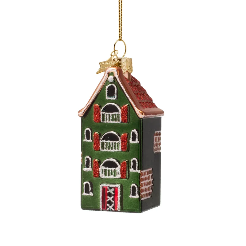 Kerstornament - Vondels Amsterdam Grachtenpand Groen