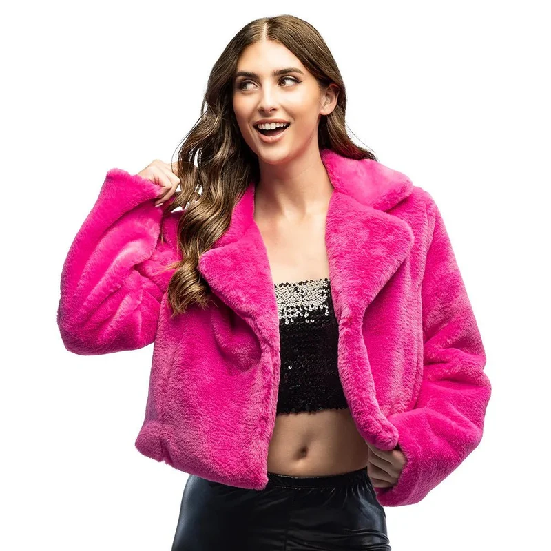 Jasje Fluffy rave roze (M/L)
