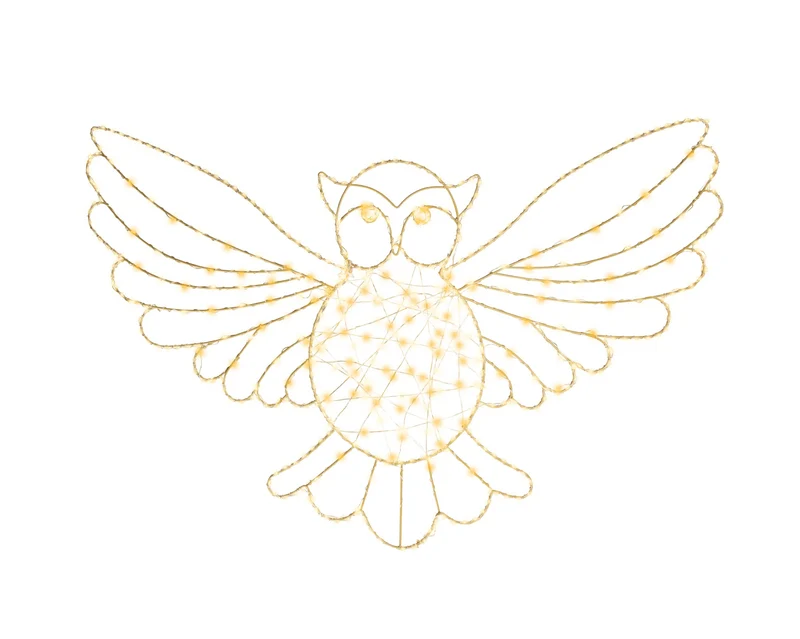 Outdoor verlichte uil met goud metaal groot (Nieuw)