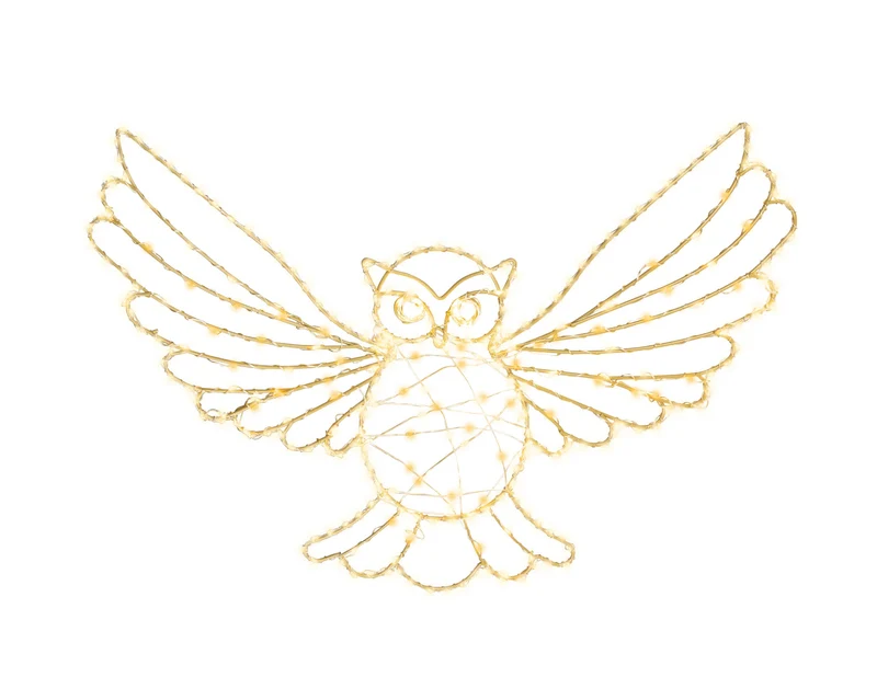 Outdoor verlichte uil met goud metaal medium (Nieuw)