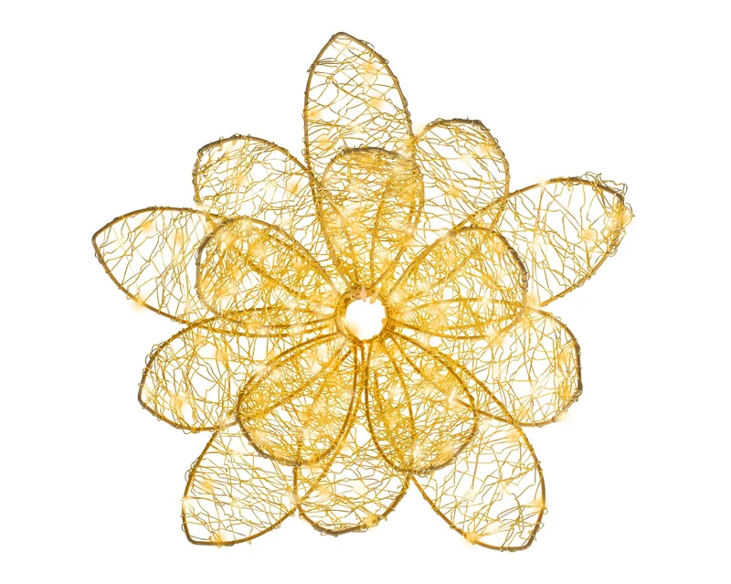 Outdoor verlichte bloem met goud metaal groot (Nieuw)