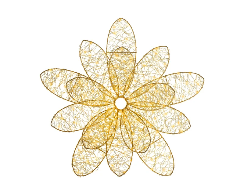 Outdoor verlichte bloem met goud metaal medium (Nieuw)