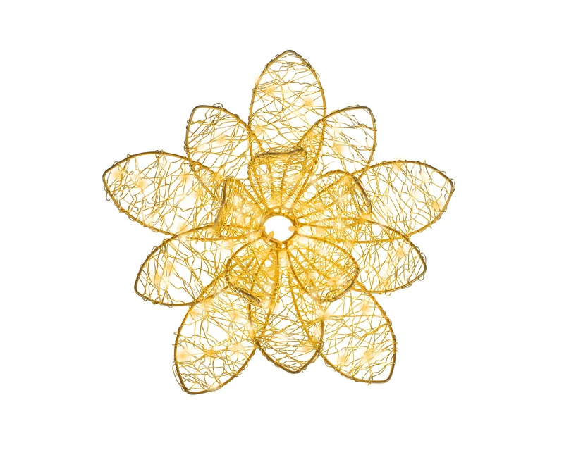 Outdoor verlichte bloem met goud metaal klein (Nieuw)