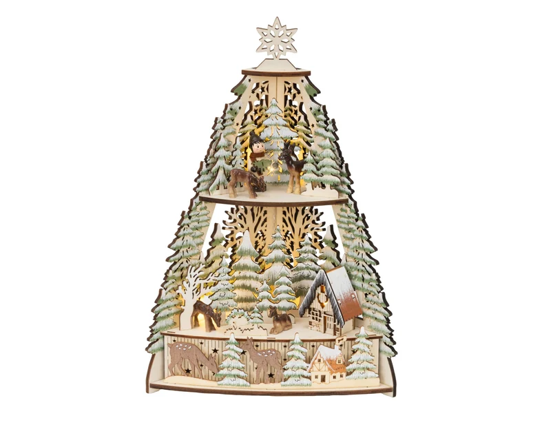 Houten Kerstboom met rendieren (Nieuw)