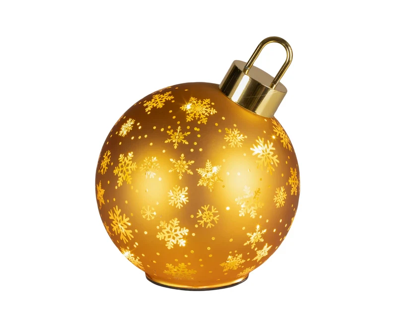 Verlichte Kerstbal met draaifunctie goud groot (Nieuw)