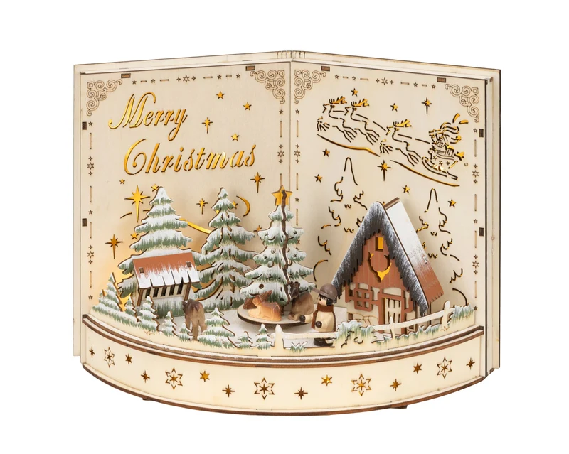 Houten kerstdecoratie als boek (Nieuw)