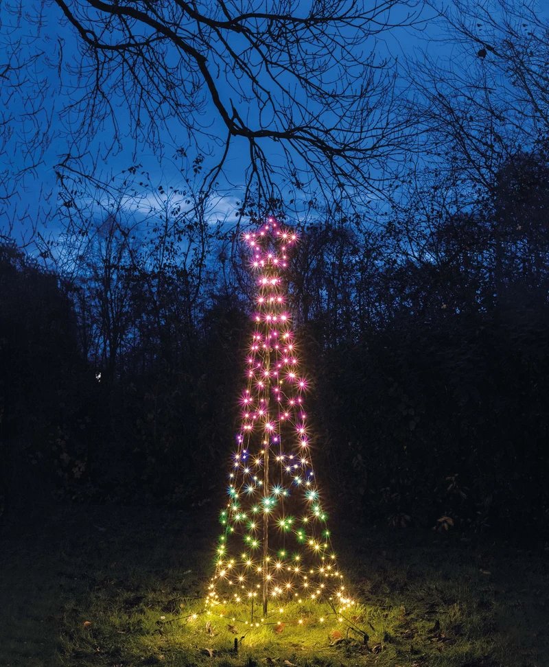 Verlichte Outdoor Kerstboom multi colour 200cm (Nieuw)
