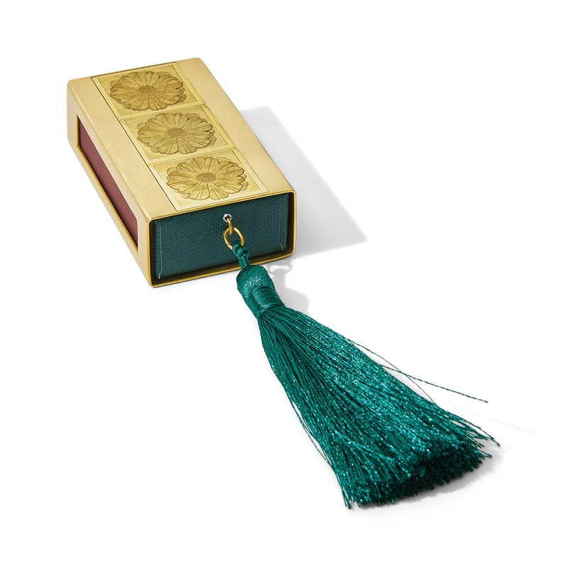 Gilded Brass Matchbox with Evergreen Tassel