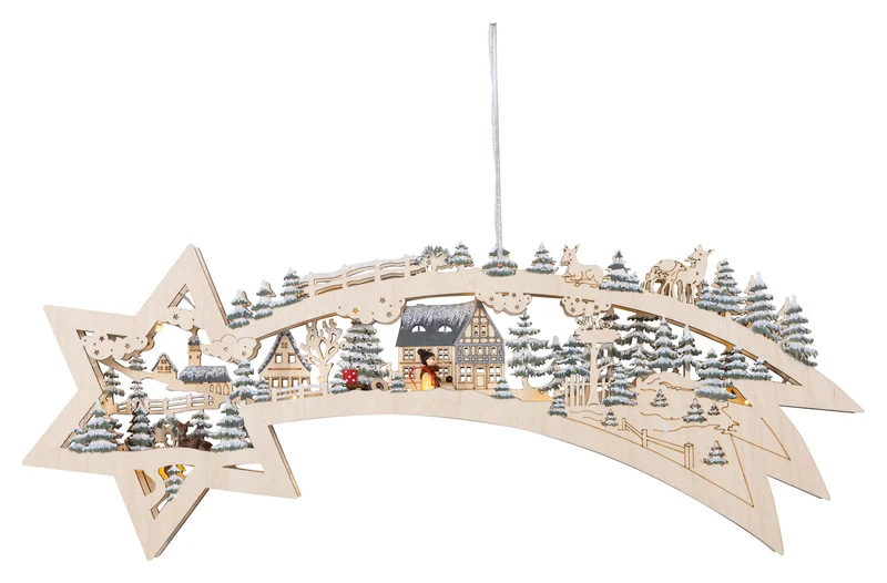 Houten kerstdecoratie als vallende ster (Nieuw)