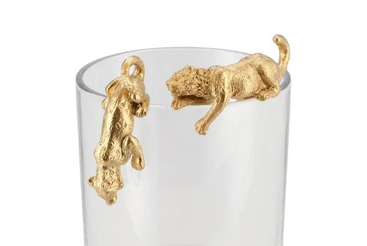 Decoratie - hangende tijgers goud set van 2