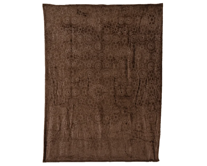 Kerstdeken / Kerstfleece met winterprint donker bruin (Nieuw)