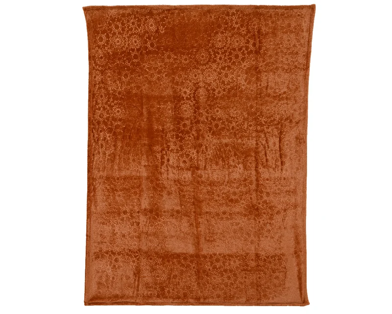 Kerstdeken / Kerstfleece met winterprint warm oranje (Nieuw)