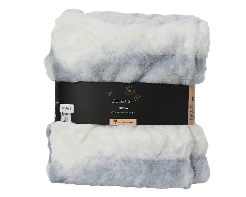 Kerstdeken / Kerstfleece wit met blauwe afwerkingen (Nieuw)