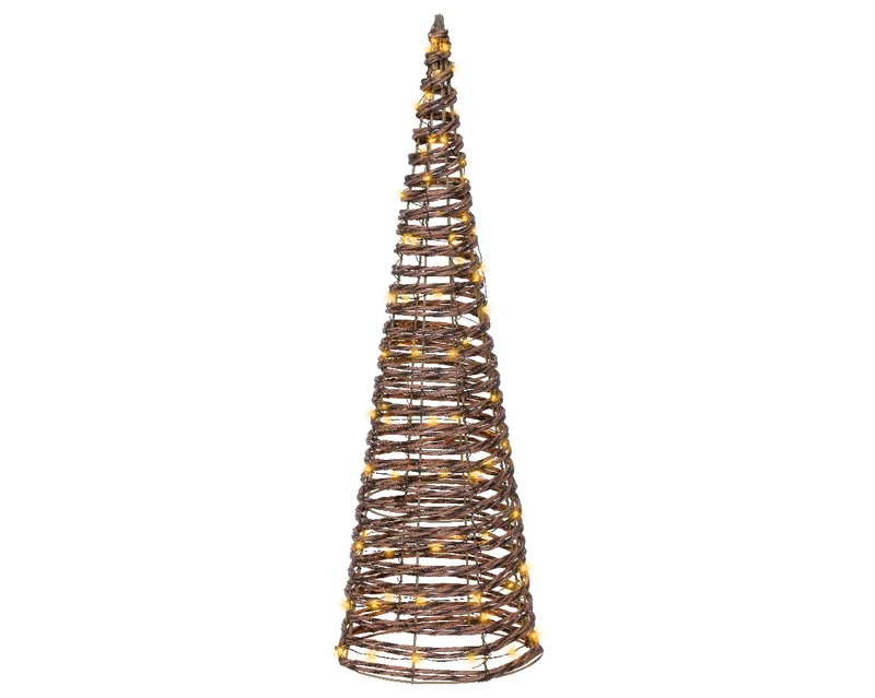 Outdoor verlichte kegel uit geweven hout klein (Nieuw)