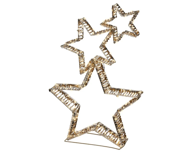 Outdoor verlichte sterren met goud polyester (Nieuw)