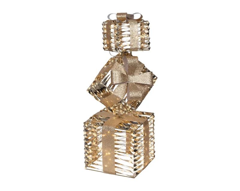Outdoor verlichte pakjes met goud polyester (Nieuw)