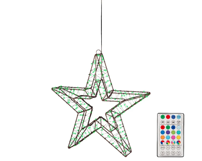 Zwarte 3D Ster met multi colour verlichting groot (Nieuw)