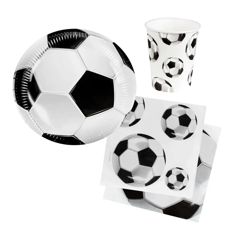 Tafelset Voetbal (6 bordjes, 6 bekertjes, 12 servetten)