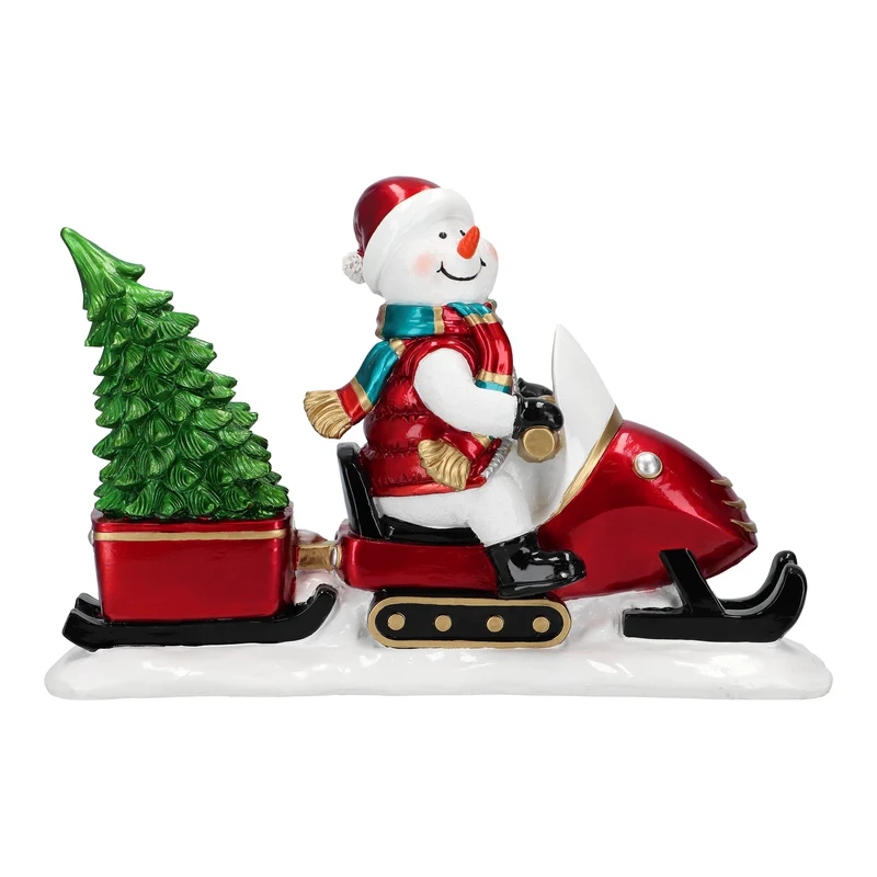 Verlichte Sneeuwman op sneeuwscooter (Nieuw)