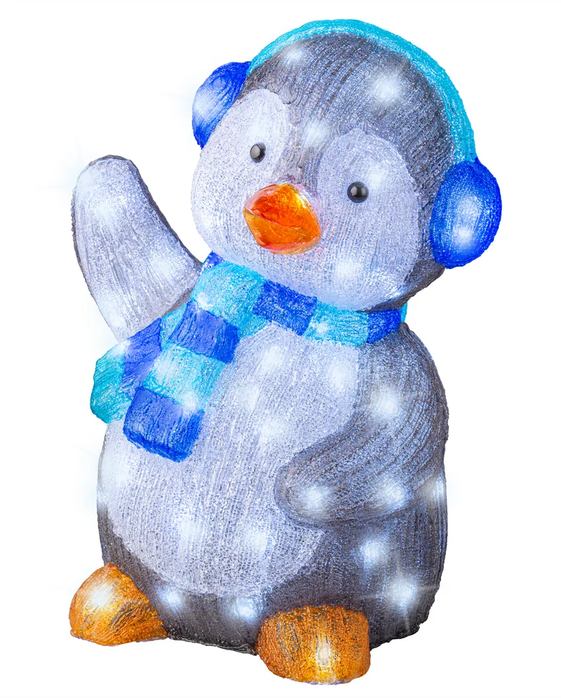 Verlichte Pinguïn met sjaal en oorwarmers (Nieuw)