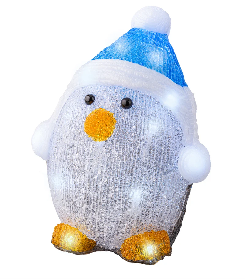 Verlichte Pinguïn met kerstmuts