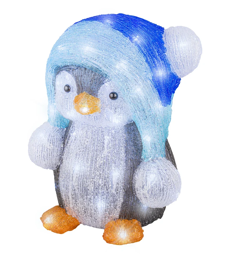 Verlichte Pinguïn met kerstmuts (Nieuw)