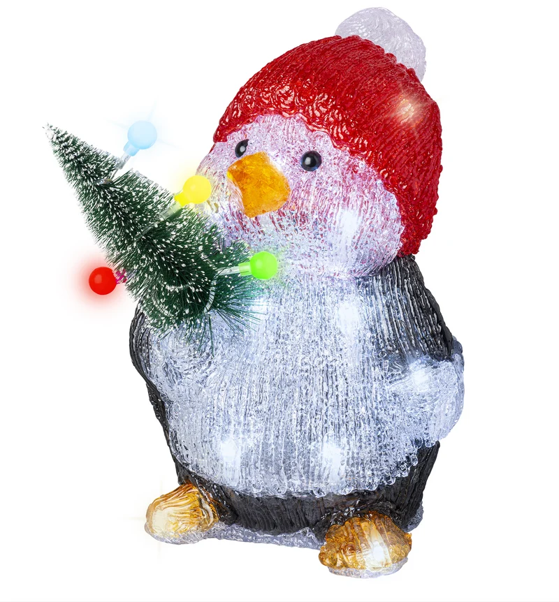Verlichte Pinguïn met kerstboom