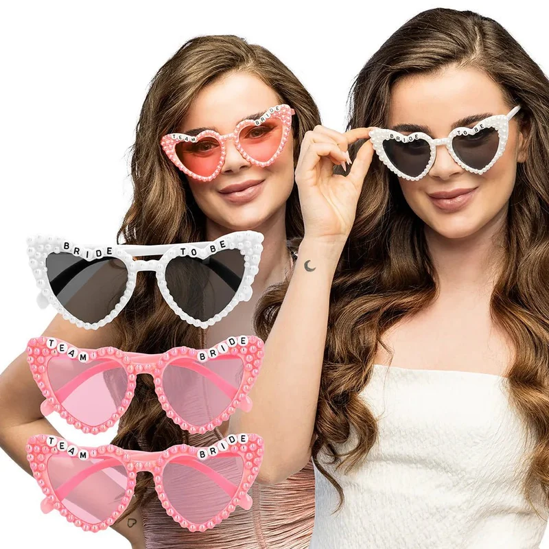 Set 3 partybrillen Bridal pearl (bride en team bride)