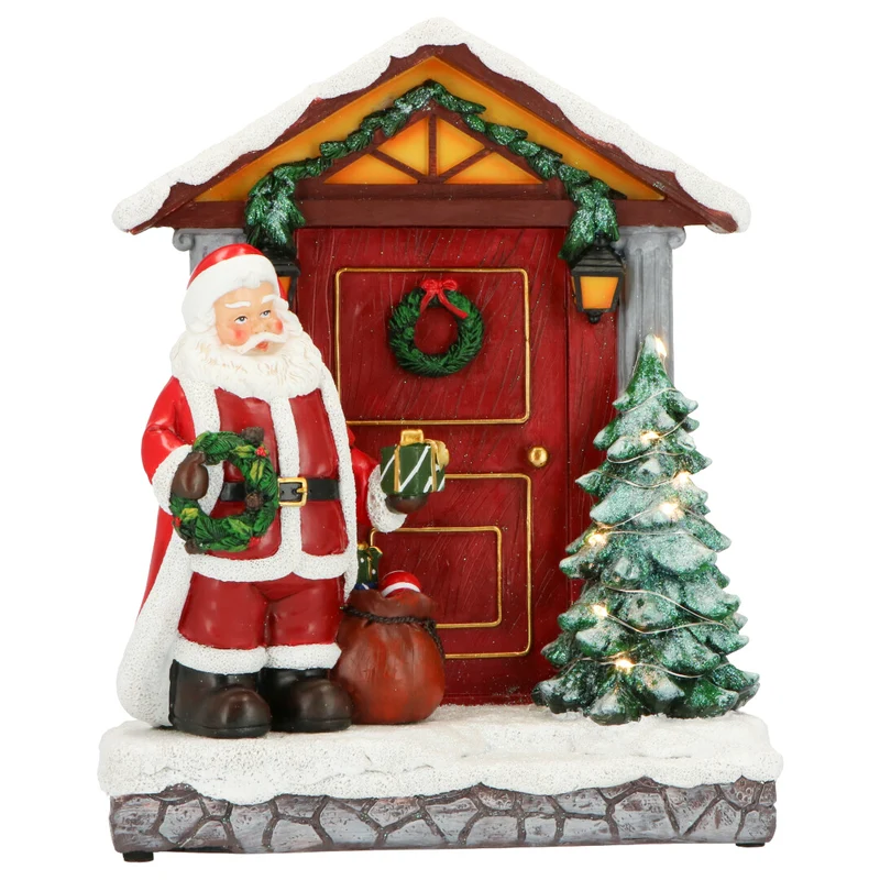 Verlicht kerstman beeldje (Nieuw)