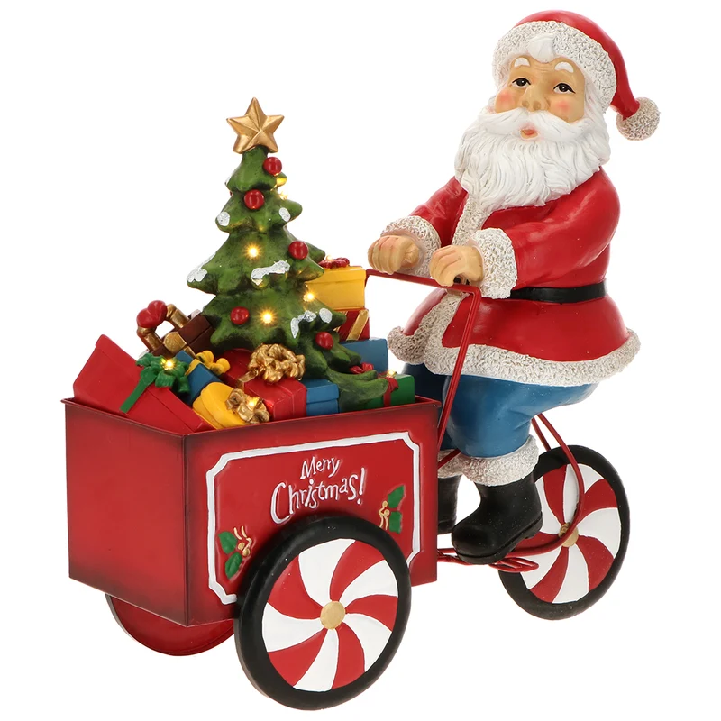 Verlichte Kerstman op fiets