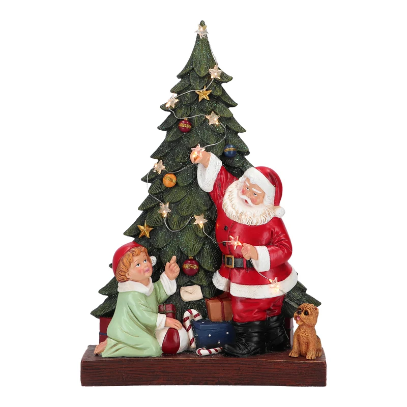 Verlicht kerstman beeldje (Nieuw)