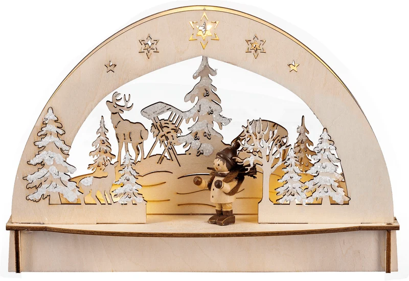 Houten kerstdecoratie met kersttafereel