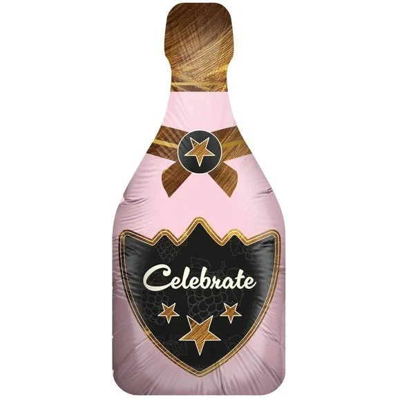 Champagne Fles Helium Ballon Roze Celebrate Leeg 90cm