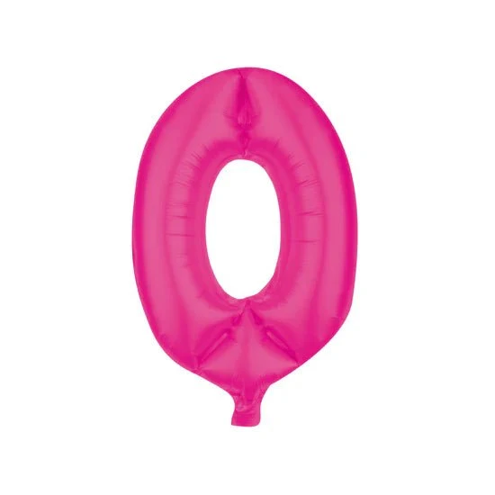0 Cijfer Ballon Roze Leeg 85cm