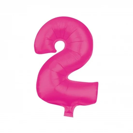 2 Cijfer Ballon Roze Leeg 85cm