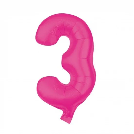 3 Cijfer Ballon Roze Leeg 85cm