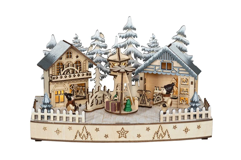 Houten Kerstdorp met Kerstmarkt (Nieuw)