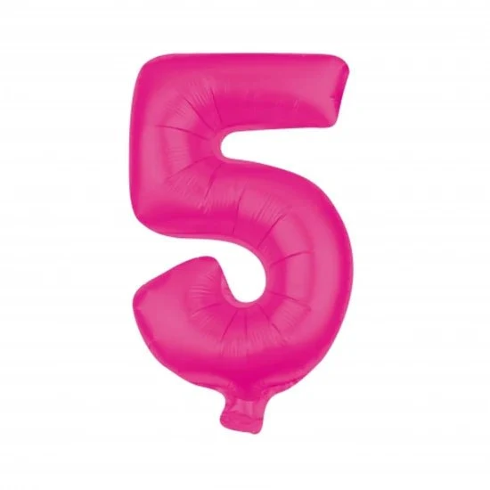 5 Cijfer Ballon Roze Leeg 85cm