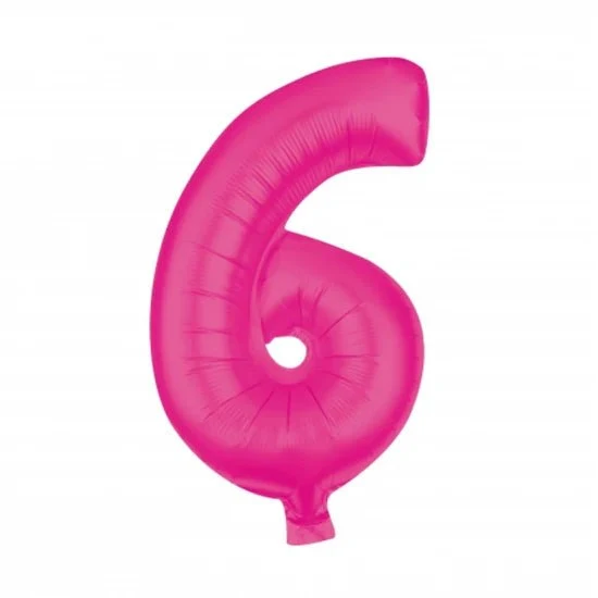 6 Cijfer Ballon Roze Leeg 85cm