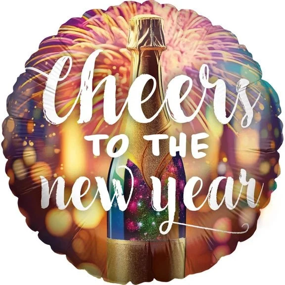 Happy New Year Helium Ballon Gekleurd Leeg 45cm